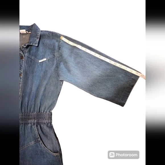 Vintage 80s 90sWomen's Jump suit denim jeans size Small / Medium - Picture 7 of 12